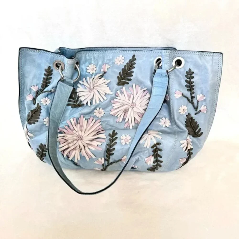 Firenze Bella Floral Leather Hobo Handbag